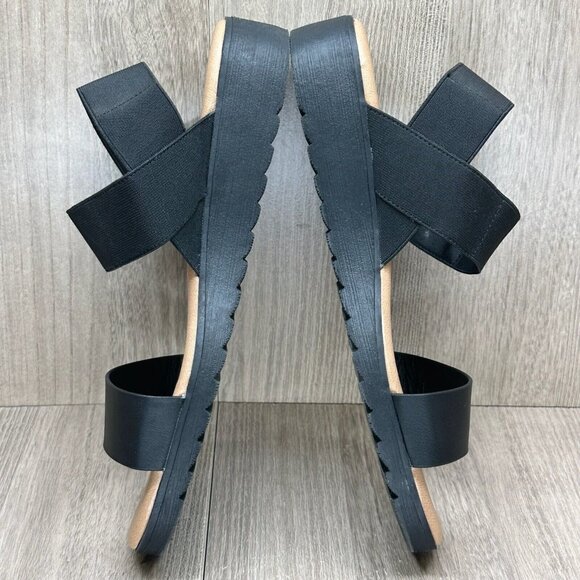 Kensie Everlee Sandals Womens Sz 8.5M Elastic Straps Open Toe Summer Wedge Black - Picture 9 of 12